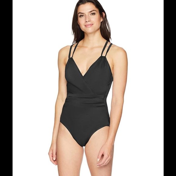 New Costal Blue Black One Piece Control Swimsuit Small Shaping Slimming Support - Picture 1 of 10